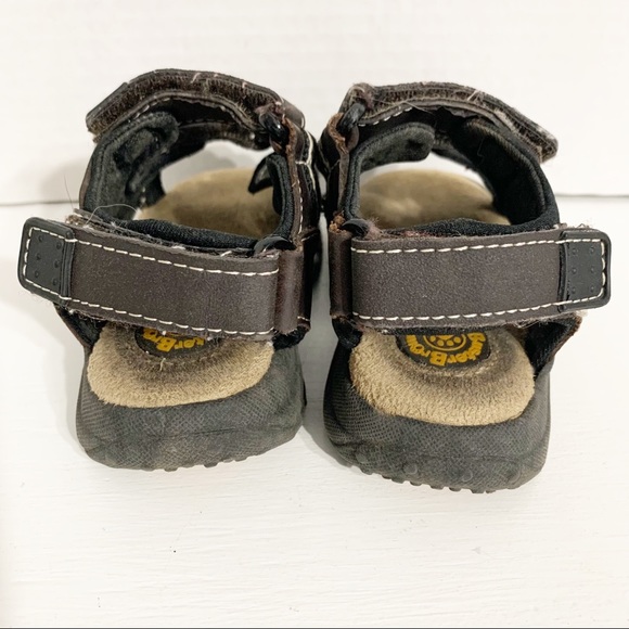 Buster Brown Adjustable Velcro Ankle and Toe Straps Molded Footbed Sandals Brown - Picture 5 of 9